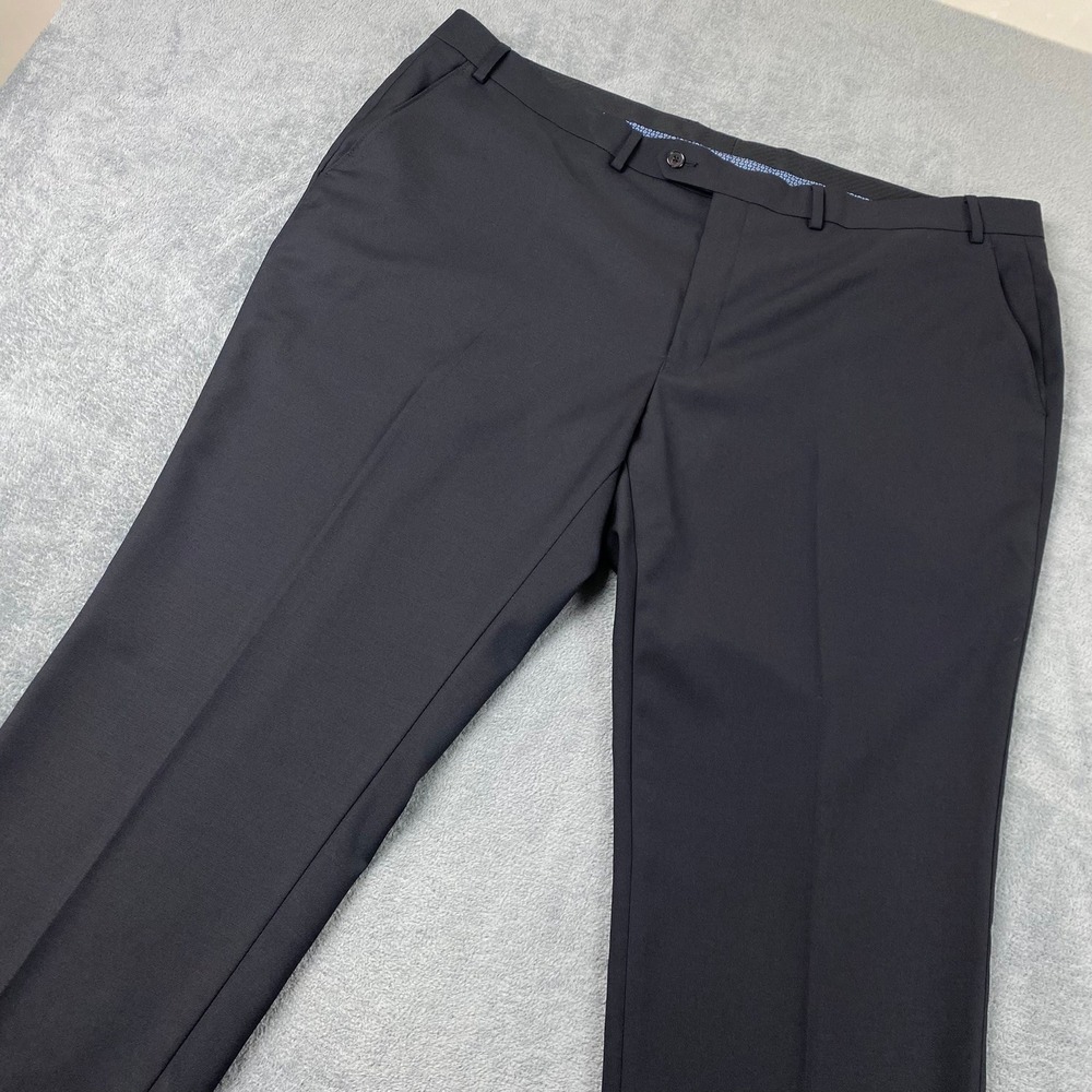 Lauren Ralph Lauren Men's 44W 30L Black Wool Blend Dress Pants Natural Stretch